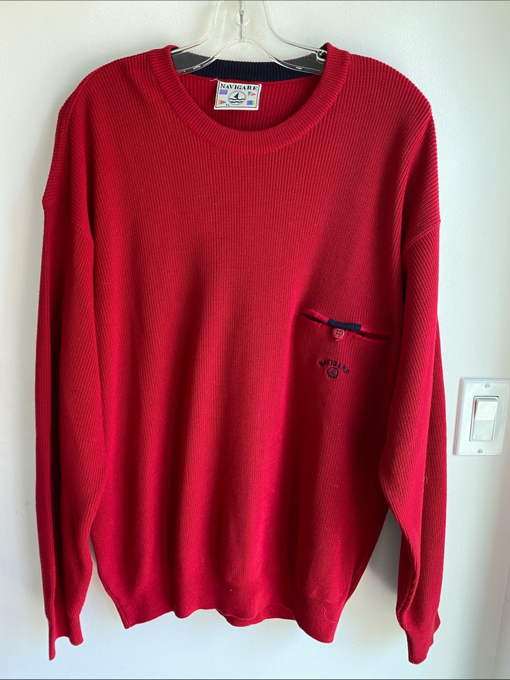 Mens Navigare Italy Made Wool Blend Dark Red Sweater Xl